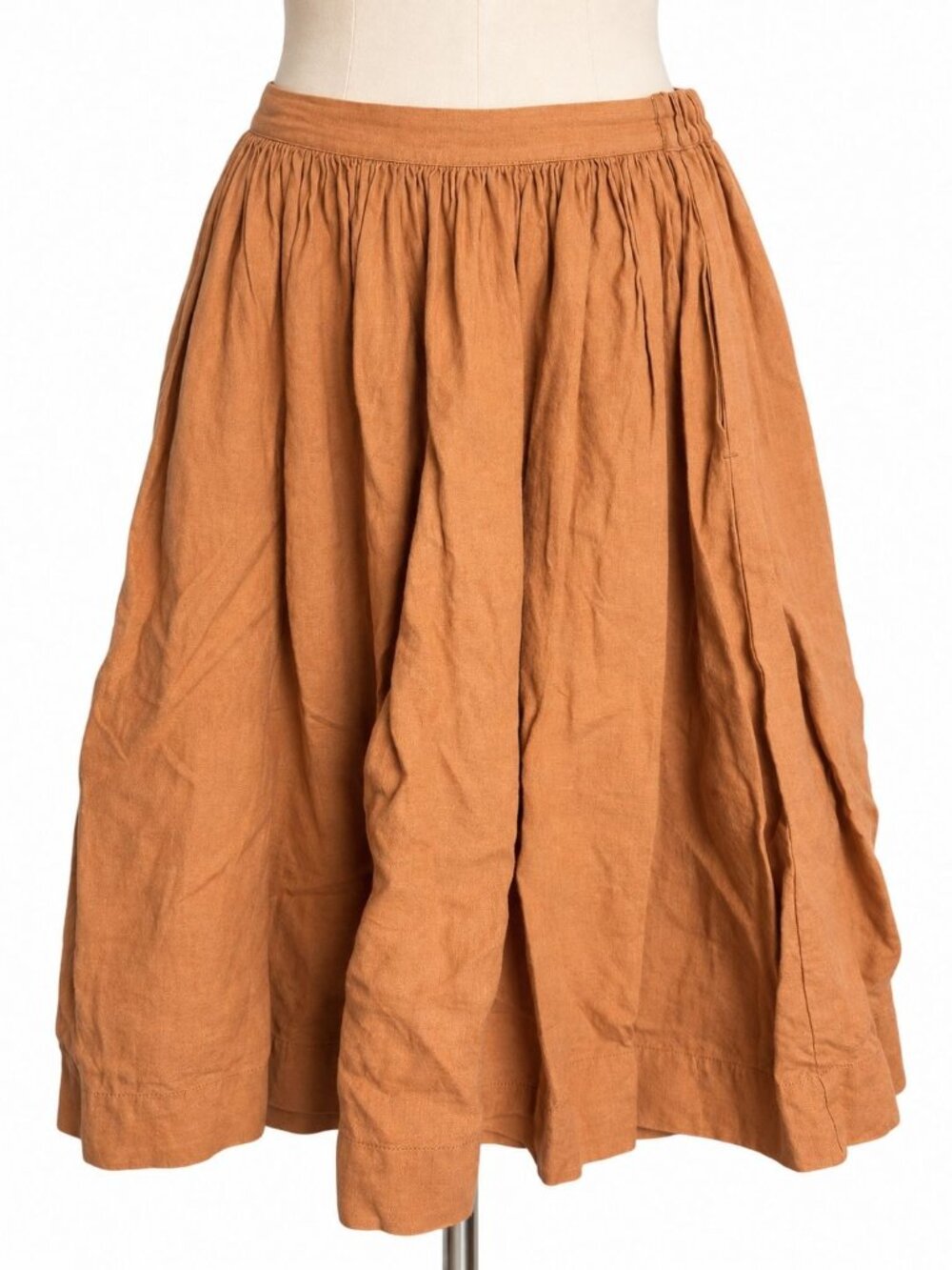 Not Perfect Linen 1950s City Skirt XL Salmon Blush Linen Midi Full Skirt